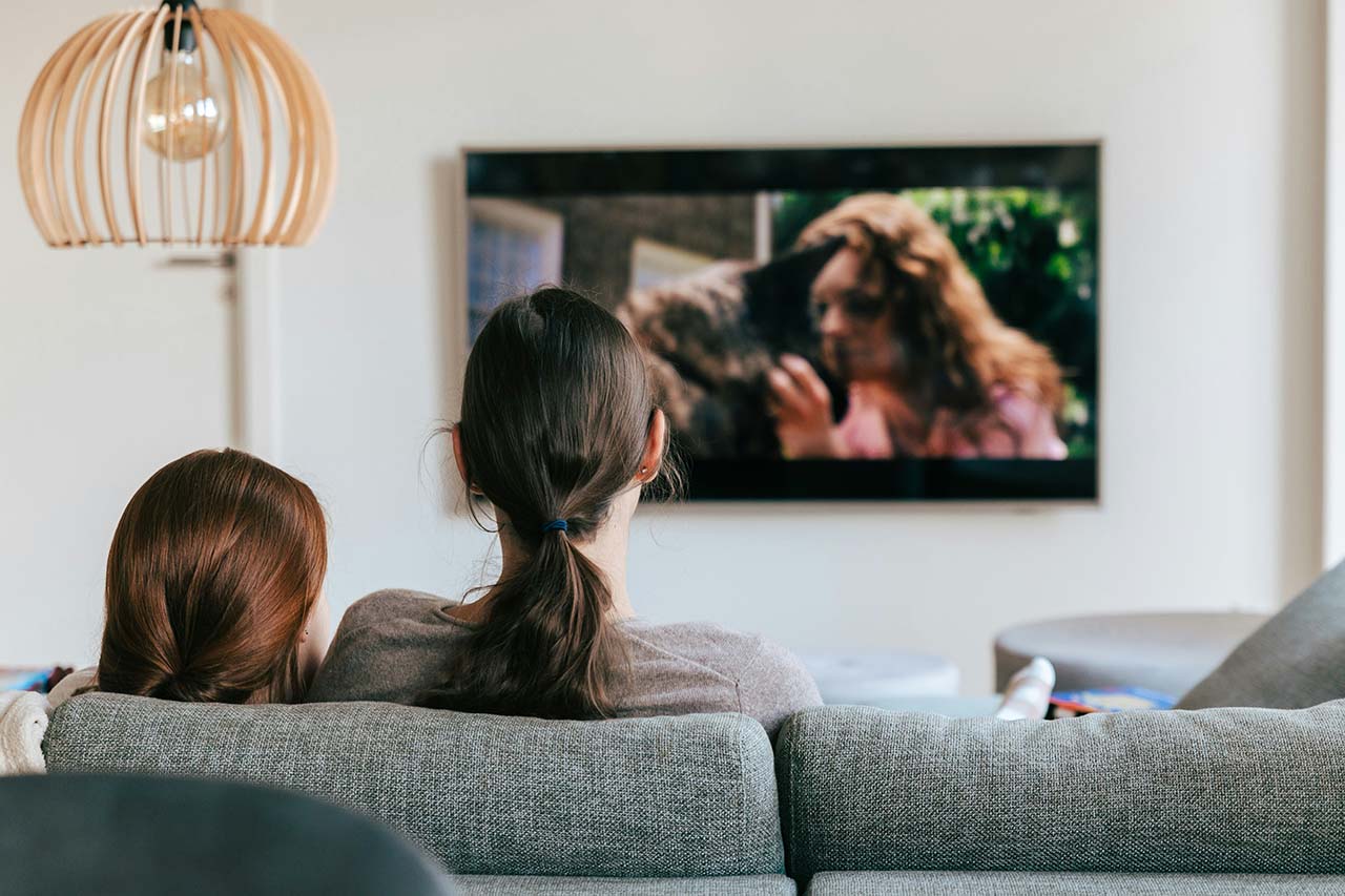 family watching TV